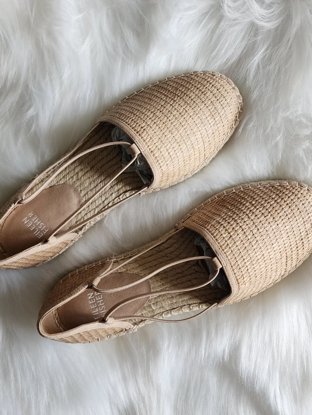 Eileen Fisher Espadrille Flat Natural Tan Straw Slip On NWOT 8 - Picture 8 of 12